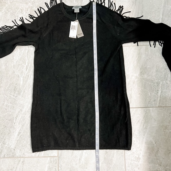 Premise Black 100% Cashmere Sweater With Fringe Sleeves Size Small and Medium - Picture 9 of 13